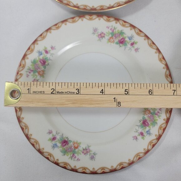 Lot of 6 Vintage SALAD Plate DIAMOND CHINA Made in Japan 7.25" Roslyn Floral HTF - Picture 4 of 6